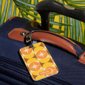 Mid Century Starbursts on Orange Yellow Circles  Luggage Tag