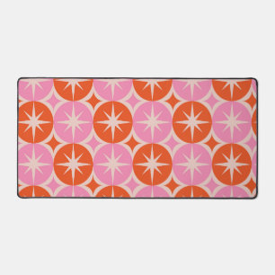 Mid Century Starbursts on Pink and Orange Cricles  Desk Mat
