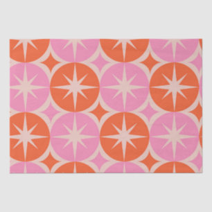 Mid Century Starbursts on Pink Orange Cricles  Tissue Paper