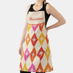 Mid Century Starbursts on Retro Diamonds Custom Apron