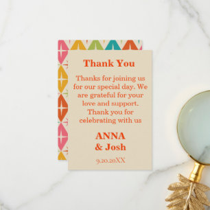 Mid Century stars on  Harlequin Diamonds Wedding  Thank You Card