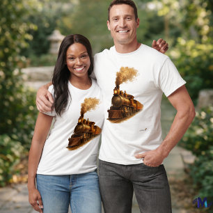 Mid Century Steam Train   Retro Vintage Locomotive T-Shirt