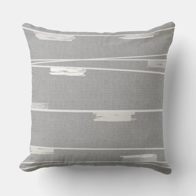 Mid-Century Stripe Grey Combo Cushion (Front)