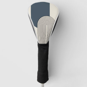 Mid Century style line art with dark blue arch Golf Head Cover