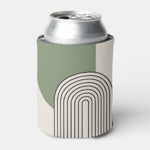 Mid Century style line art with green arch Can Cooler