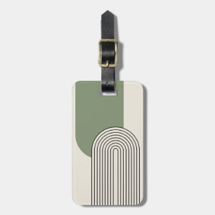Mid Century style line art with green arch Luggage Tag
