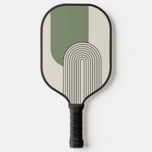 Mid Century style line art with green arch Pickleball Paddle