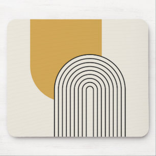 Mid Century style line art with mustard colour arc Mouse Pad