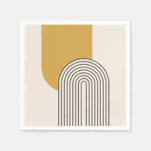 Mid Century style line art with mustard colour arc Napkin