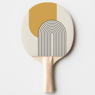 Mid Century style line art with mustard colour arc Ping Pong Paddle