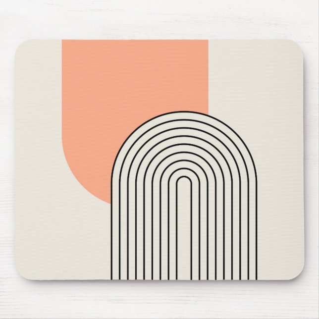 Mid Century style line art with pink arch Mouse Pad (Front)