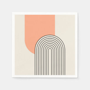 Mid Century style line art with pink arch Napkin