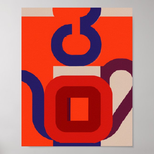 Mid Century Teapot Geometric Wall Art Poster (Front)