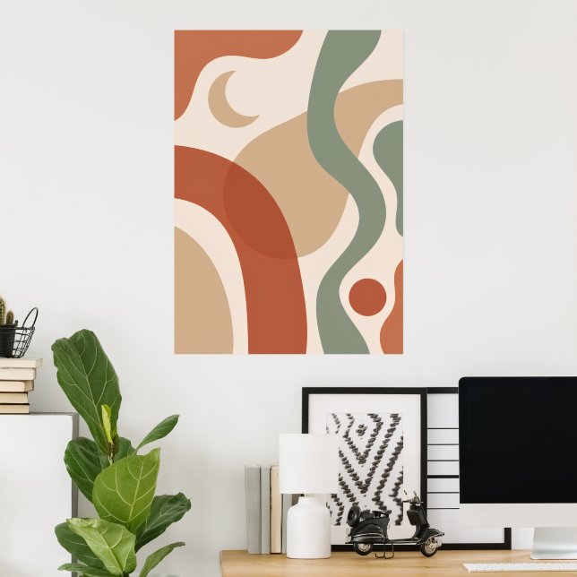 Mid Century Terracotta Abstract Poster (Home Office)