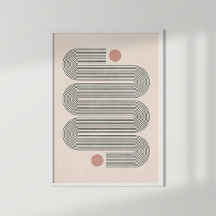 Mid-Century Terracotta Abstract Waves Poster 