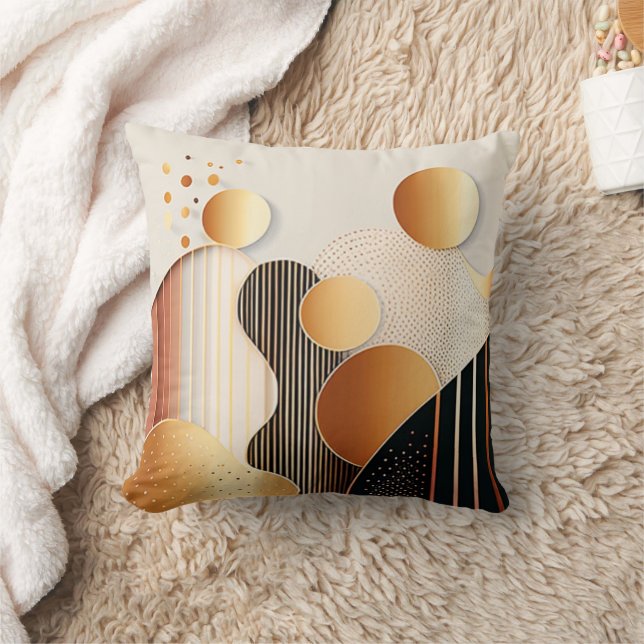 Mid Century Terracotta Brown and Beige  Cushion (Blanket)