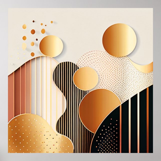 Mid Century Terracotta Brown and Beige  Poster (Front)