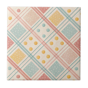 Mid Century Terracotta Plaid Diamond Pattern Tile