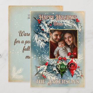 Mid-Century Tidings: Retro Glass Ornament Photo Holiday Card