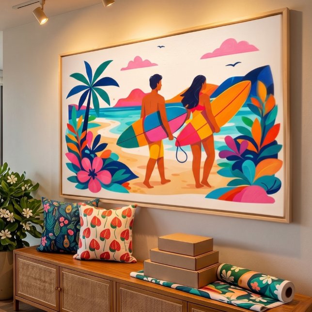 Mid century tropical beachy art canvas print (Creator Uploaded)