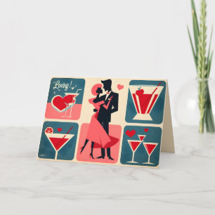 Mid Century Valentine Dancing Couple Card