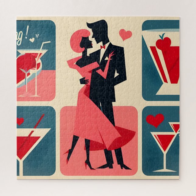 Mid Century Valentine Dancing Couple Jigsaw Puzzle (Vertical)