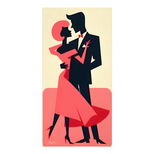 Mid Century Valentine Dancing Couple Photo Print (Front)