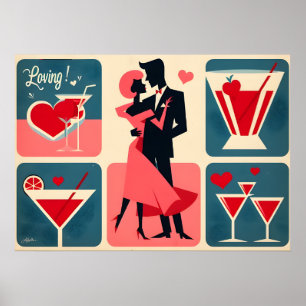 Mid Century Valentine Dancing Couple Poster