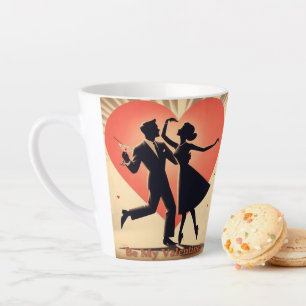 Mid Century Valentine Dancing Couple with Martini Latte Mug