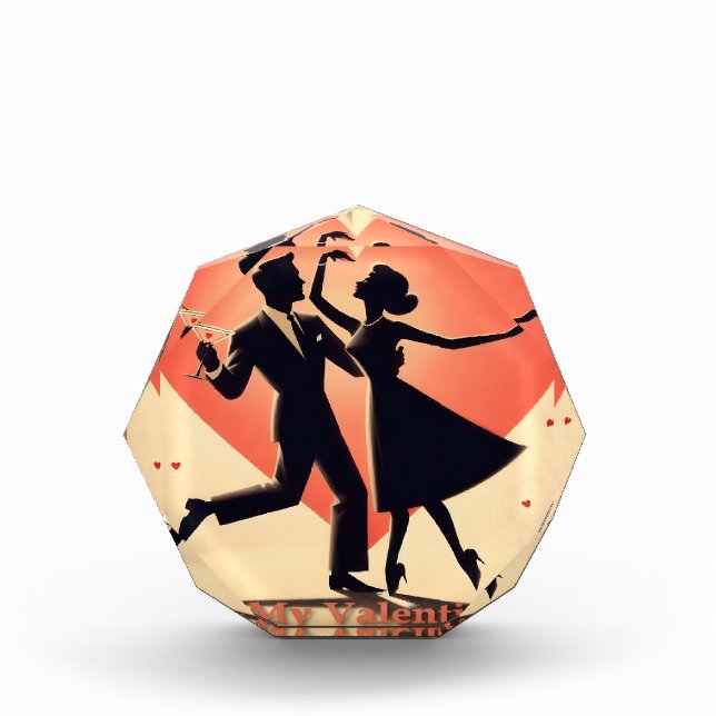 Mid Century Valentine Dancing Couple with Martini Photo Block (Front)