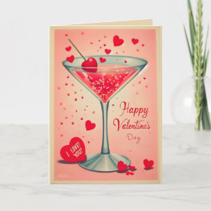 Mid Century Valentine Martini cocktail Card