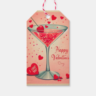 Mid Century Valentine Martini cocktail Gift Tags