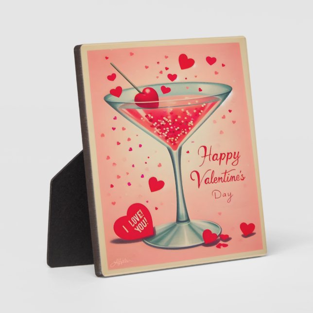 Mid Century Valentine Martini cocktail Plaque (Front)