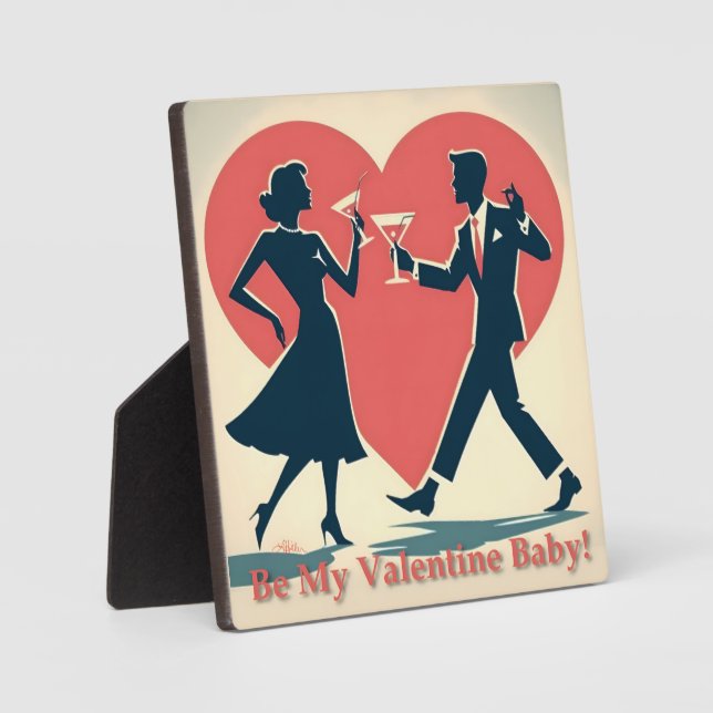 Mid Century Valentine Modern Hip Dancing Couple Plaque (Front)