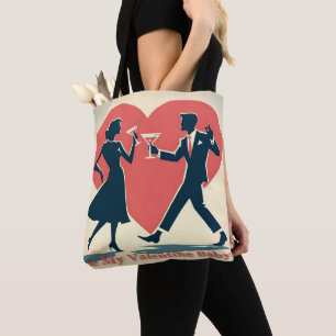 Mid Century Valentine Modern Hip Dancing Couple Tote Bag