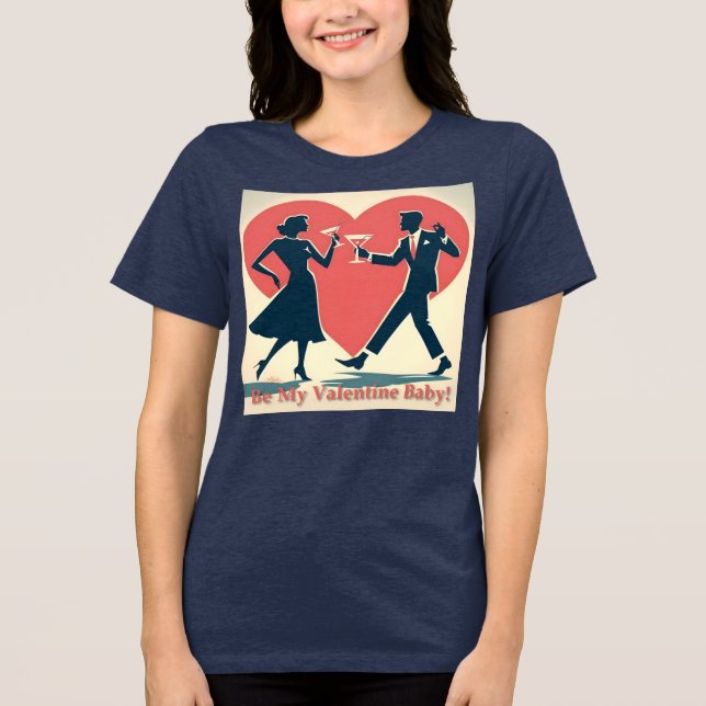 Mid Century Valentine Modern Hip Dancing Couple Tri-Blend Shirt (Front)