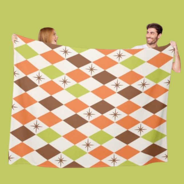 Mid-Century Vibes – Cosy Geometric Fleece Blanket (Creator Uploaded)
