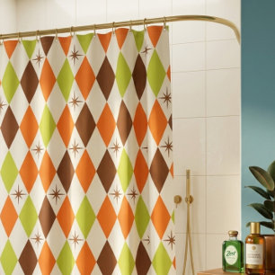 Mid-Century Vibes – Retro Geometric Shower Curtain