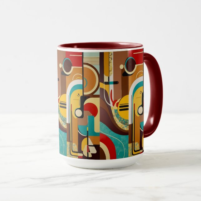 Mid-Century Vibes | Yellow & Brown Design Mug (Front Right)