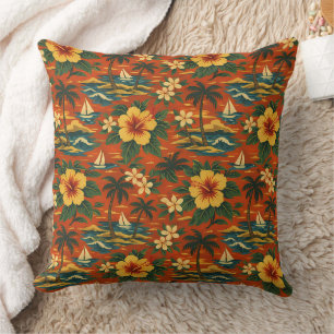Mid Century Vibrant Hawaiian Shirt Print Cushion