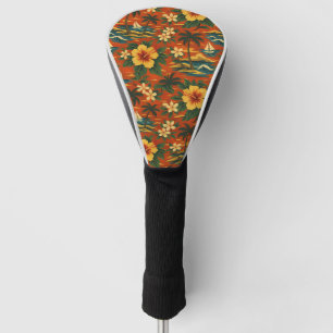 Mid Century Vibrant Hawaiian Shirt Print Golf Head Cover