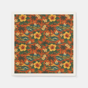 Mid Century Vibrant Hawaiian Shirt Print Napkin