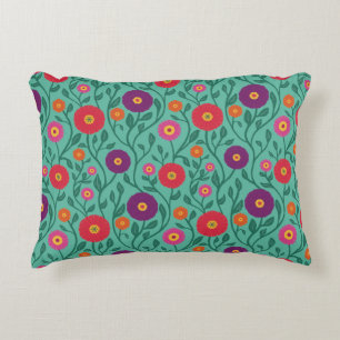 Mid-Century Vine Flower   Garden Garland Mint Decorative Cushion