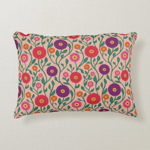 Mid-Century Vine Flower Garden Garland Peach Decorative Cushion