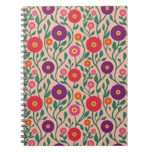 Mid-Century Vine Flower   Garden Garland Peach Notebook