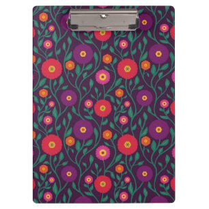 Mid-Century Vine Flower Garden Garland Plum Clipboard