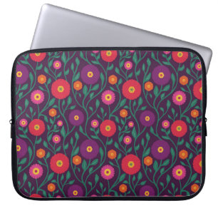 Mid-Century Vine Flower Garden Garland Plum Laptop Sleeve