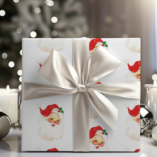 Mid Century Vintage Jolly Santa Claus Wrapping Paper