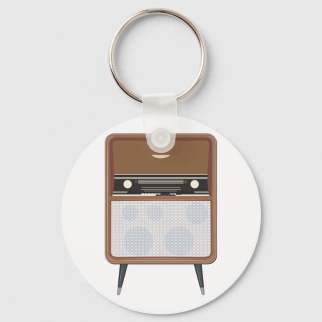 Mid Century Vintage Radio Retro Music Lover Key Ring (Front)
