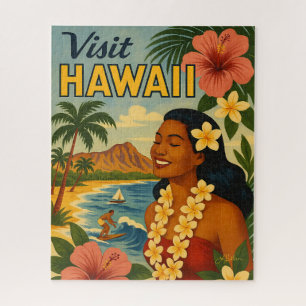 Mid Century Visit Hawaii Tourism Art Jigsaw Puzzle